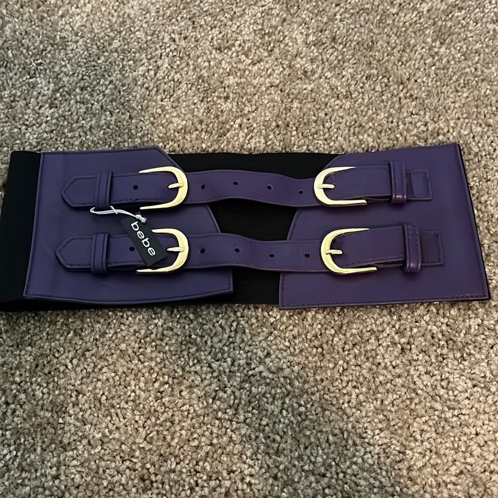 Bebe Purple w/ gold buckles - corset stretchy belt